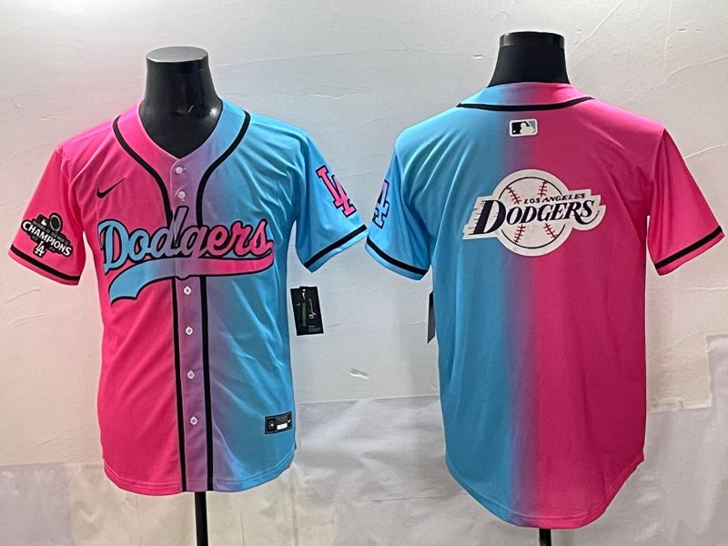 Men 2025 Los Angeles Dodgers Blank Blue pink Game Nike MLB Jersey style 0022